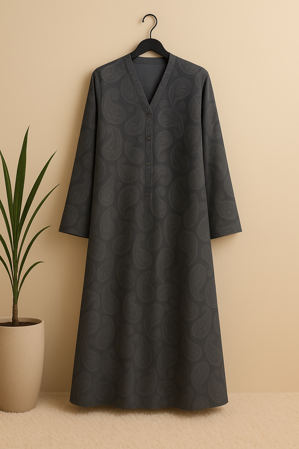 Open Tail Nida Print Abaya – SUP Fabric (3 Colors) ZH-187