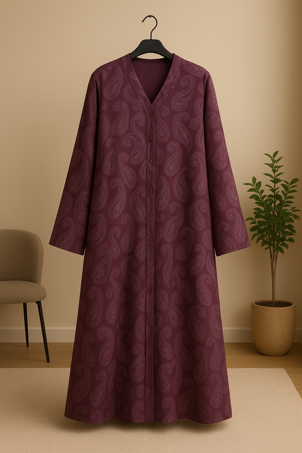 Open Tail Nida Print Abaya – SUP Fabric (3 Colors) ZH-187