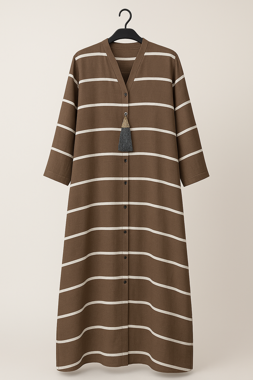 Open Sada Zoom Abaya – White Line (Regular Fit) AMI-24