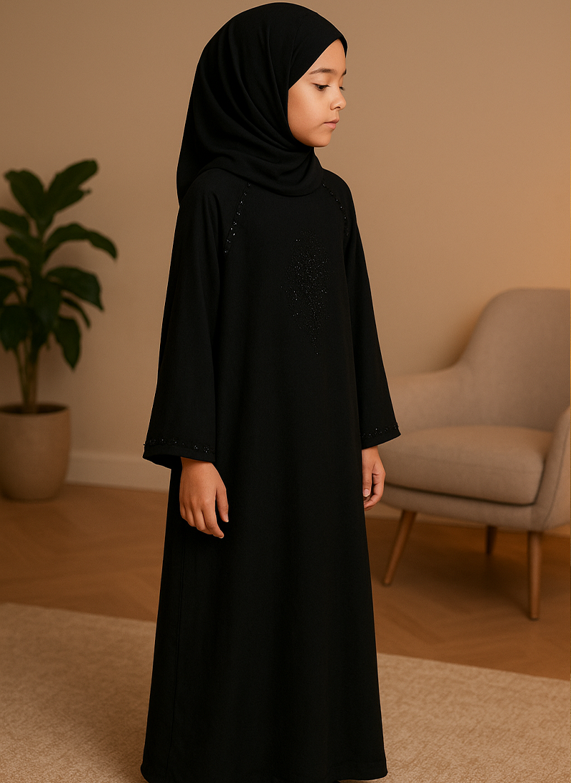 Zipper Pearl Line Abaya – Mor Bachkana (Regular Fit) AMI-13