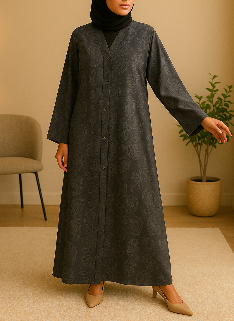 Open Tail Nida Print Abaya – SUP Fabric (3 Colors) ZH-187