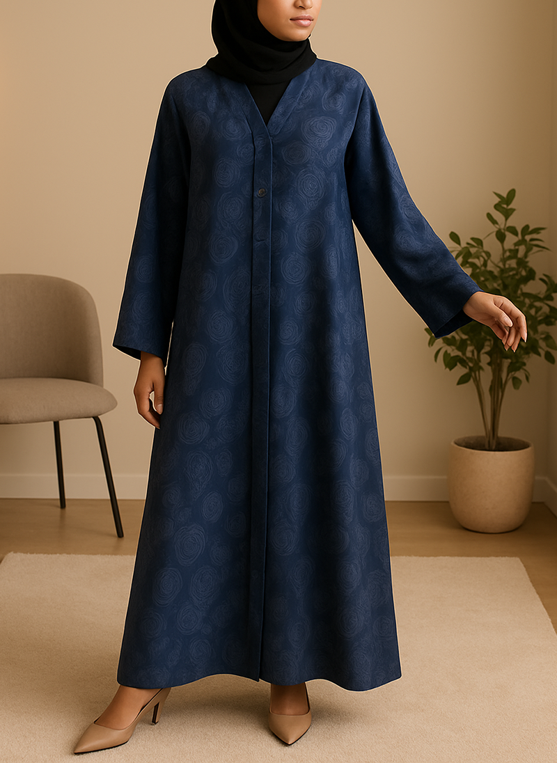 Open Tail Nida Print Abaya – SUP Fabric (3 Colors) ZH-187