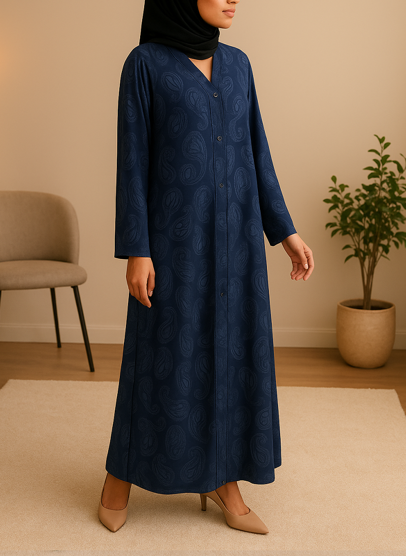 Open Tail Nida Print Abaya – SUP Fabric (3 Colors) ZH-187