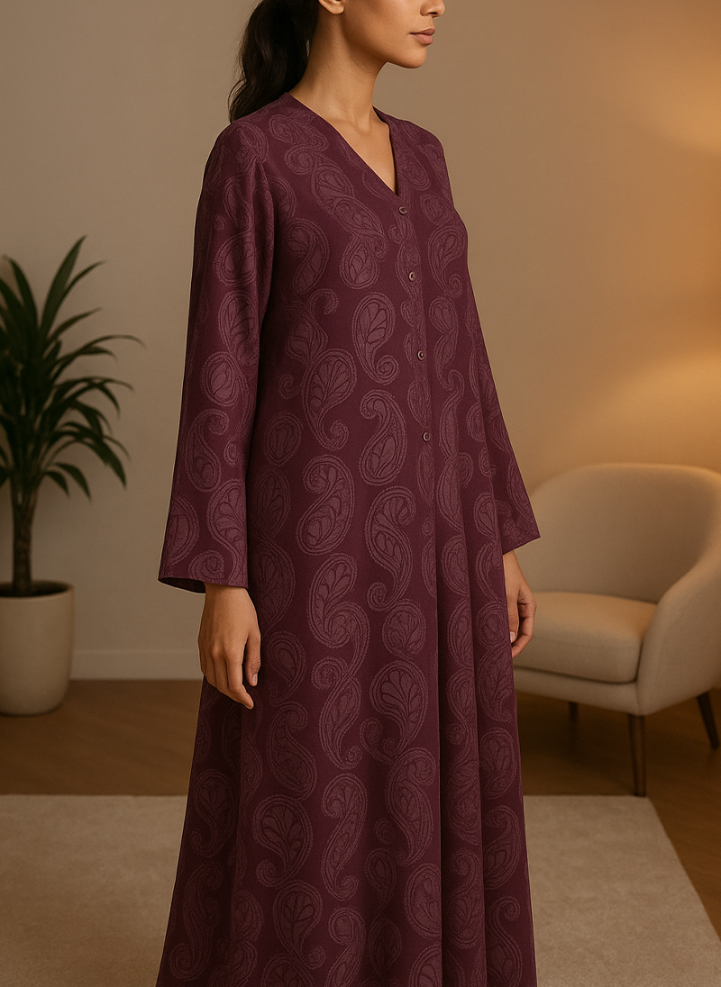 Open Tail Nida Print Abaya – SUP Fabric (3 Colors) ZH-187