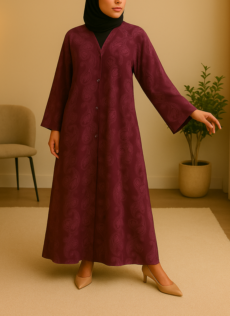 Open Tail Nida Print Abaya – SUP Fabric (3 Colors) ZH-187