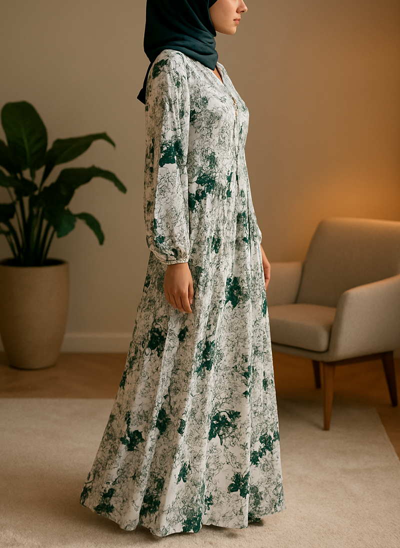 Open Tail Single Print Abaya – SUP Fabric FRO-5