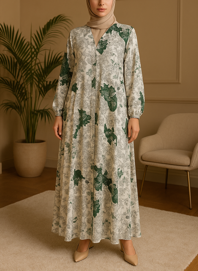 Open Tail Single Print Abaya – SUP Fabric FRO-5