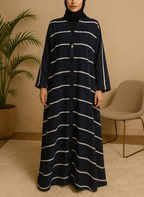 Open Sada Zoom Abaya – White Line (Regular Fit) AMI-24