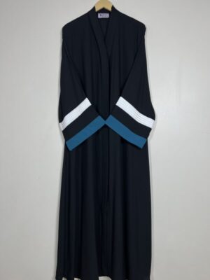 Teal – White Pleated Modest Abaya HJ0631